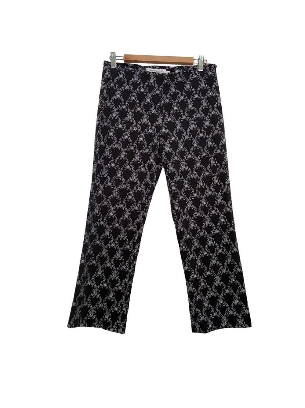 Debbie Shuchat cropped trousers pants stretchy cotton embroidery black white 6